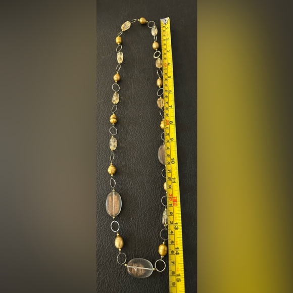 Silver Tone Neutral Tones Faceted Beaded Necklace - Picture 9 of 9